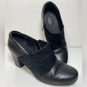 WOMEN'S CLARK"S BENDABLES COMFORT BLACK LEATHER SHOES SZ US 9M